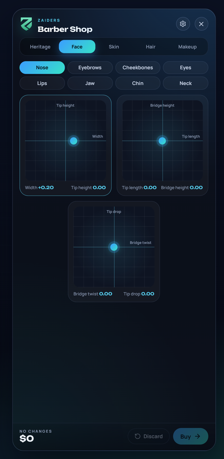 Face: the face shape with two-way pads