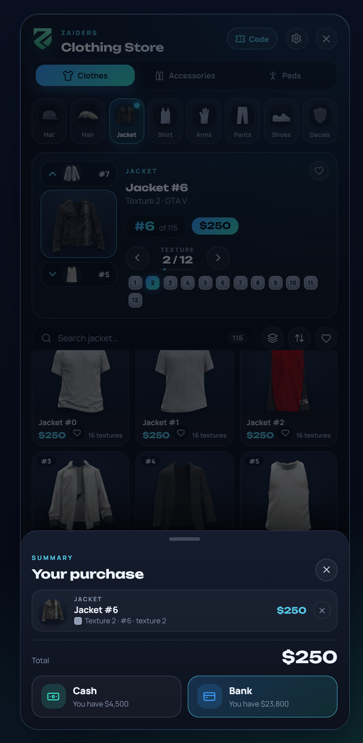 The purchase sheet: the changes, the total, cash or bank